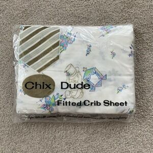 Vintage 1962 NOS Chix Dude 100% Cotton Clown Circus Fitted Crib Sheet Type 166